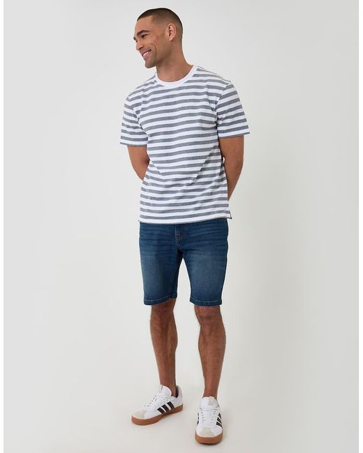 Threadbare Blue Stripe Cotton Pique T-Shirt for men