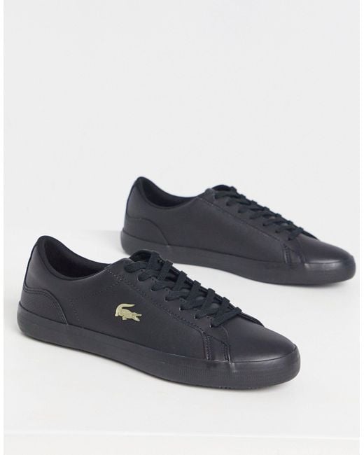 Lacoste Black Lerond Gold Croc Trainers for men