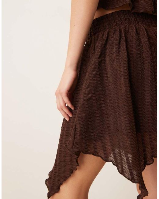 ASOS Natural Co-ord Textured Ruffle Hanky Hem Mini Skirt
