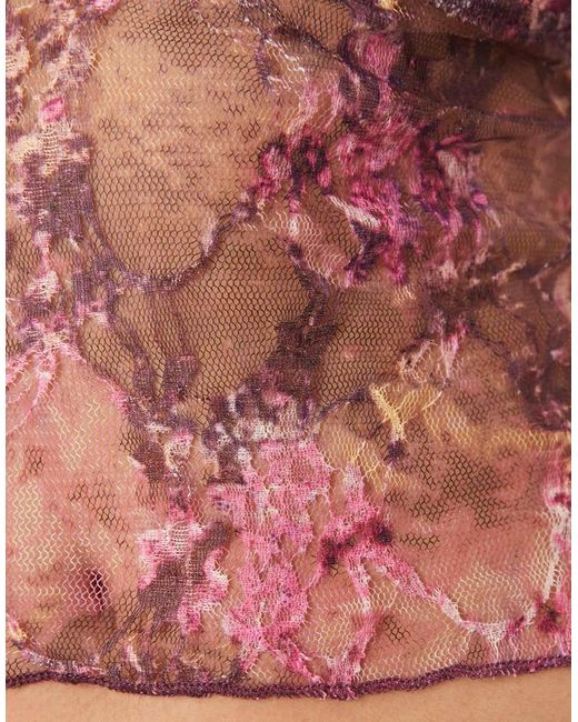 Motel Pink Rubik Abstract Mesh Cami