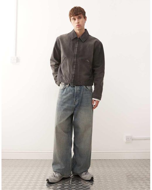 Weekday Gray Boxy Washed Canvas Jacket for men