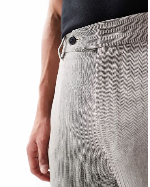 ASOS Gray Tapered Suit Pants With Linen for men