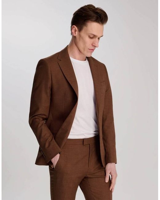 Harry Brown Brown Sandro Slim Fit Linen Look Suit Jacket for men