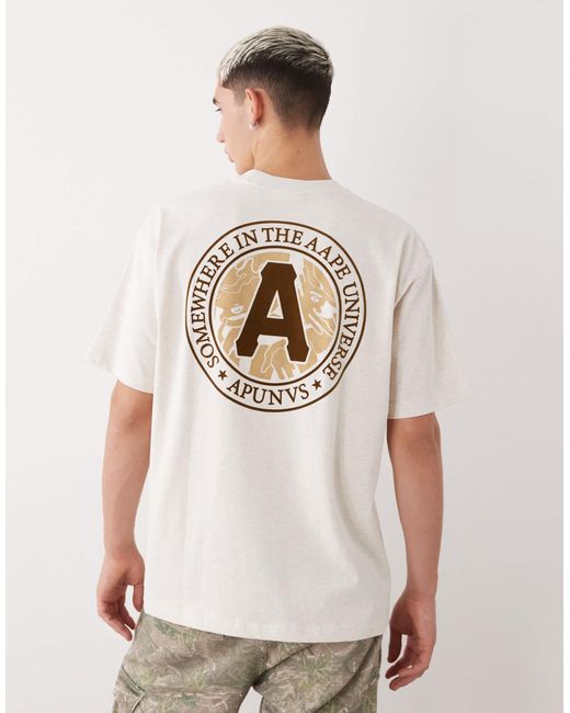 Aape by a bathing ape - t-shirt coupe carrée avec imprimé sur la poitrine et au dos - beige Aape By A Bathing Ape pour homme en coloris White