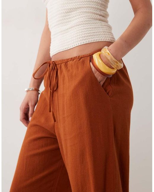 Miss Selfridge Brown Linen Look Pull On Trouser