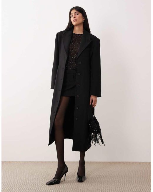 Gina Tricot Black Single Breasted Button Maxi Coat