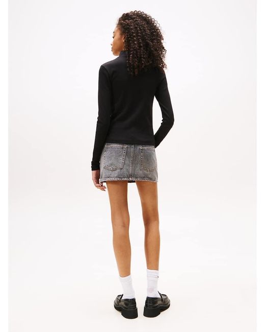 Tommy Hilfiger Black Mock Neck Long Sleeve Top