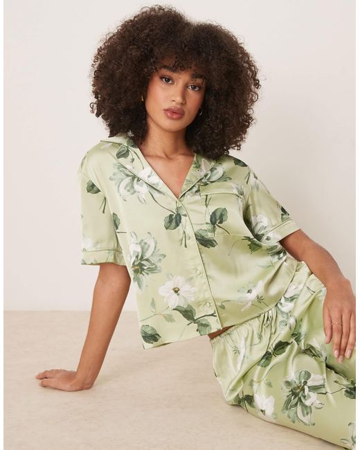 Abercrombie & Fitch Green – kurzärmliges pyjama-hemd