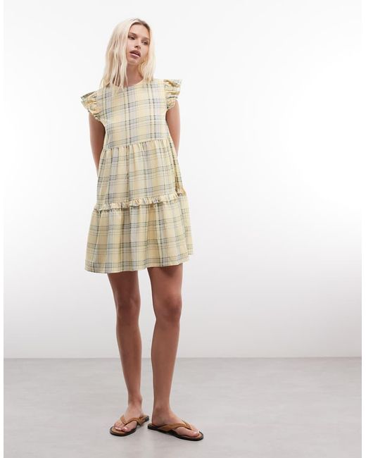 Daisy Street Natural Ruffle Tiered Chuck On Smock Mini Dress