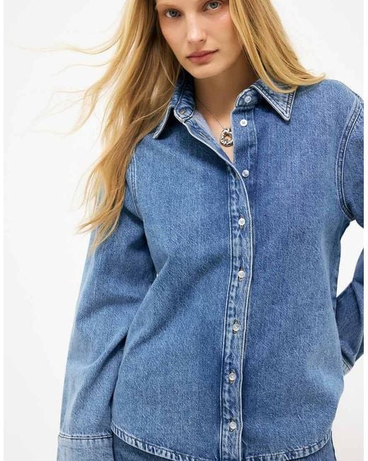 NA-KD Blue Classic Denim Shirt