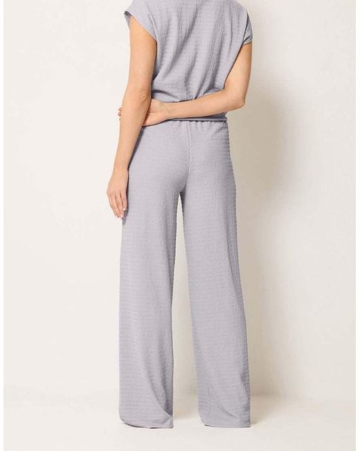 Long Tall Sally White Textured Wide Leg Trousers