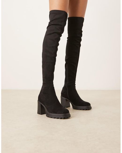 ASOS Natural Wide Fit Kai Chunky Heeled Over The Knee Boots