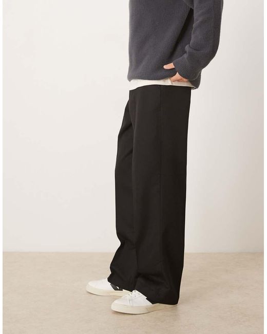 ASOS Black Smart Wide Leg Trousers for men