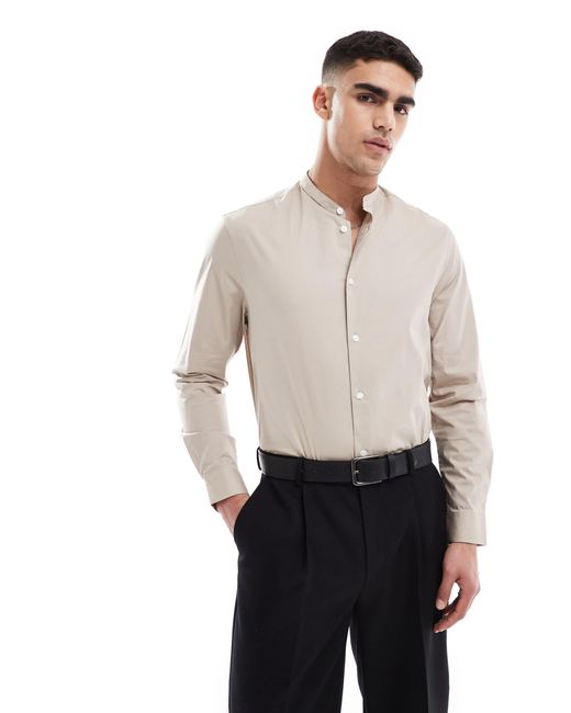 ASOS White Grandad Collar Formal Regular Shirt for men
