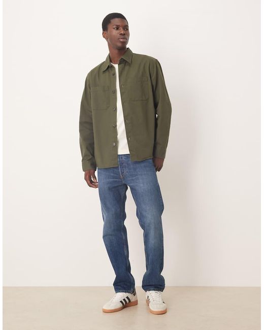 SELECTED Natural 100% Cotton Overshirt With Pockets for men