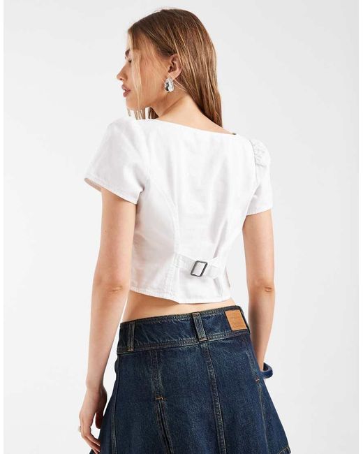 Levi's White Short Sleeve Denim Top