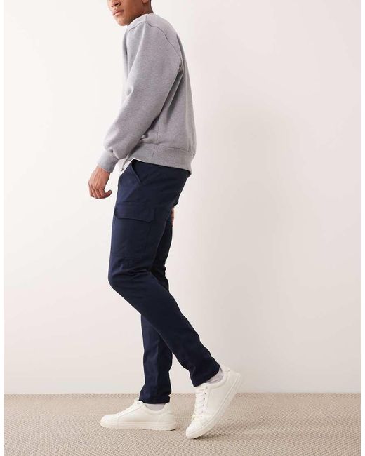 ASOS Blue Skinny Cargo Trousers for men