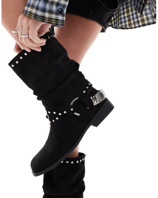 Alara - bottines plates et souples style motard avec détails en métal ASOS en coloris Black