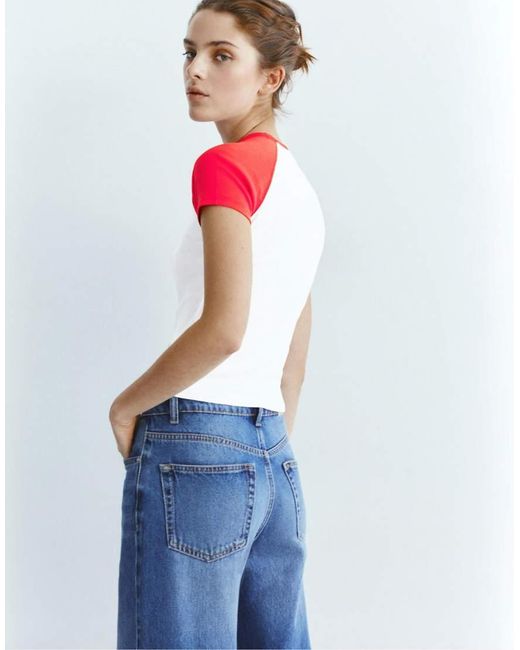 Pull&Bear Blue Raglan Sleeve T-Shirt