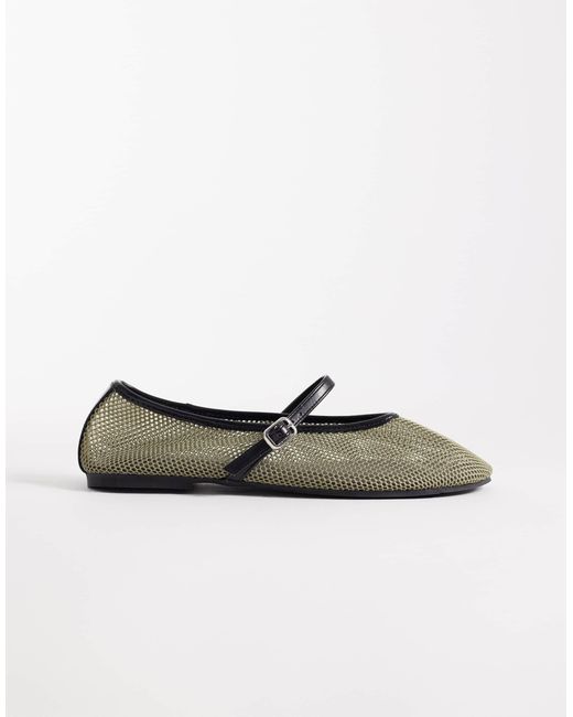 ASOS Green Libra Mesh Mary Jane Ballets