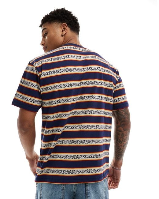 Levi's Blue Oversized T-shirt With Stripe Aztec Print for men