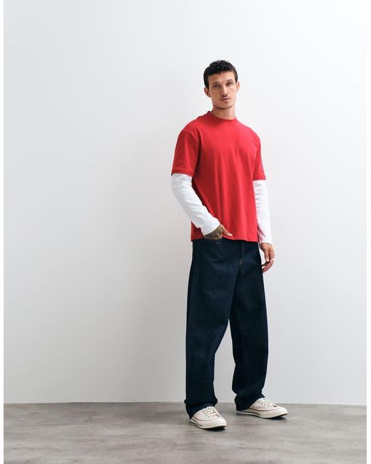 ASOS Red Heavyweight Relaxed T-shirt With Double Layer for men