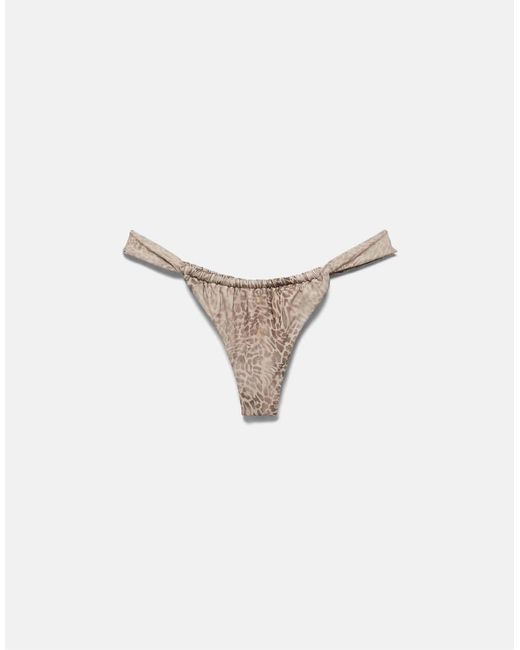 Pull&Bear Brown Gathered Print Bikini Bottoms