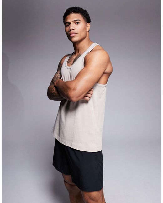 4505 White Icon Training Cotton Stringer Vest With Quick Dry Finish for men