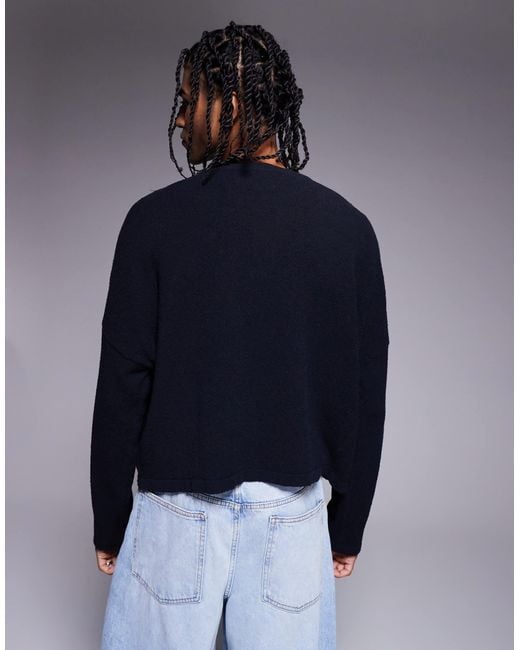 ASOS – leichter super-oversize-pullover im cropped-schnitt in Blue für Herren