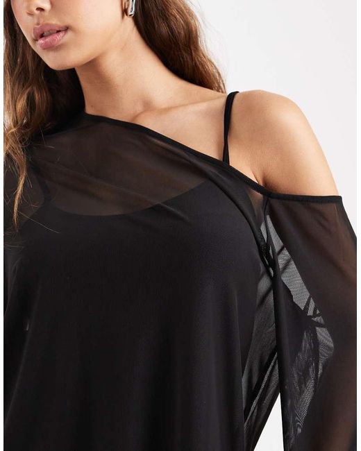 ASOS Black Cape Overlay Mini Dress