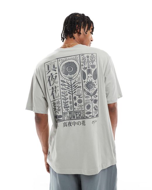 Only & Sons Gray Oversized Fit T-shirt With Block Back Print for men