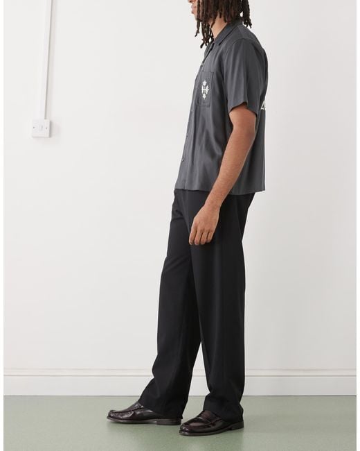 Weekday Black Relaxed Fit Tailored Trousers for men