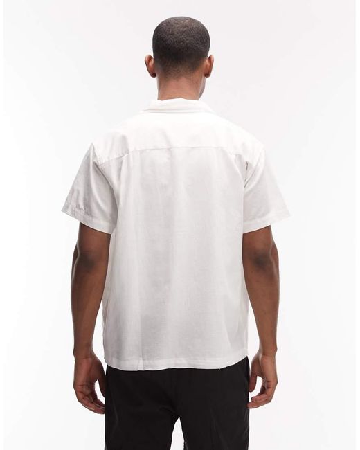 Obey White Jasper Linen Mix Woven Short Sleeve Shirt for men
