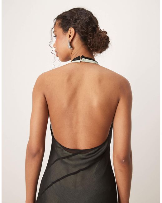 Robe longue doublé épaisseur à dos échancré avec coutures apparentes douces Mango en coloris Natural