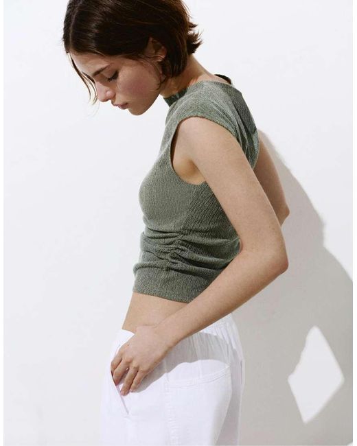 Pull&Bear Green Crepe Top