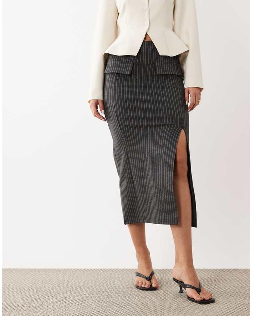 ASOS Natural Midi Skirt With Pockets
