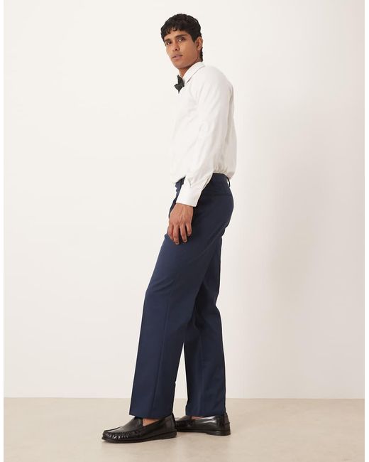 ASOS Blue Straight Tuxedo Trouser for men