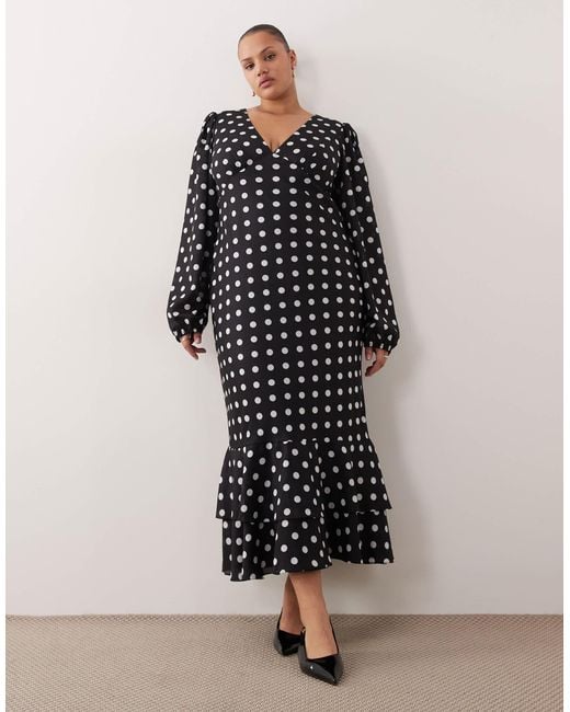 lace and beads polka dot dress Inki Lace Maxi Dress Black Polka Dot