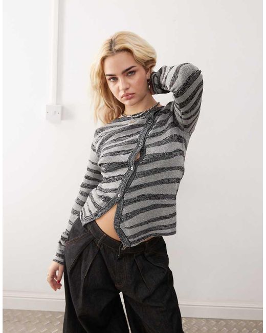 Collusion Gray Zebra Cardigan