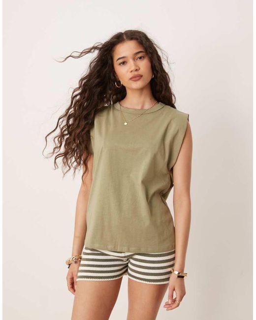 Mango Green Sleevess Shoulder Detail Vest