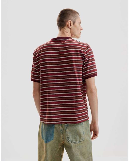 Desigual Red Striped Knit T-Shirt for men