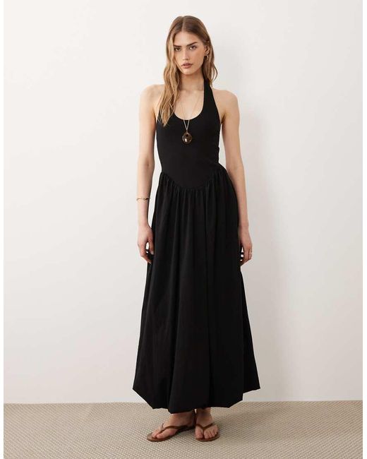 ASOS Black Bubble Hem Midi Dress