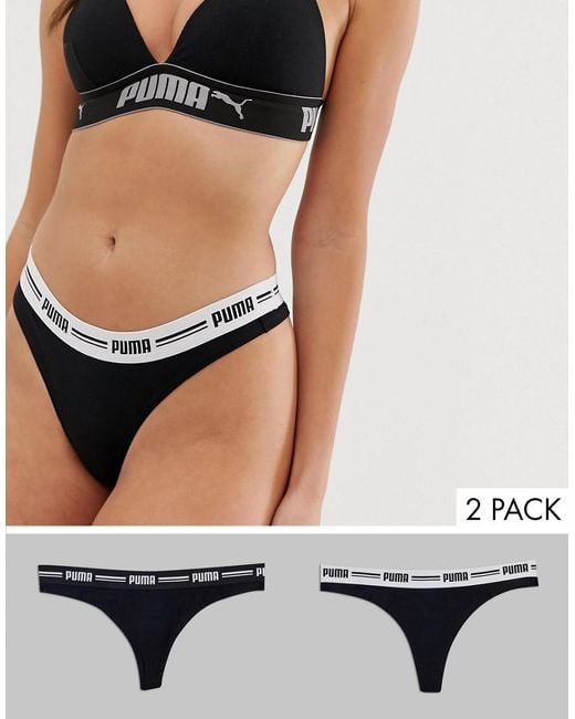 PUMA Iconic String 2 Pack Thong In Black