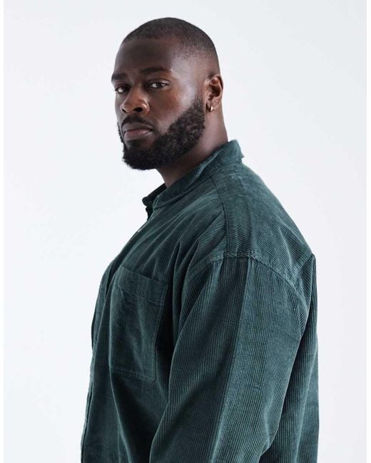 ASOS Blue Oversized Cord Shirt for men