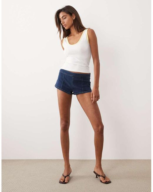 GOOD AMERICAN White Cotton Super Stretch Scoop Neck Ringer Tank Top