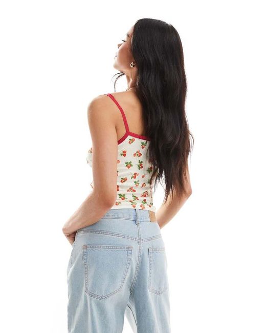 Daisy Street White Printed Cropped Cami Top