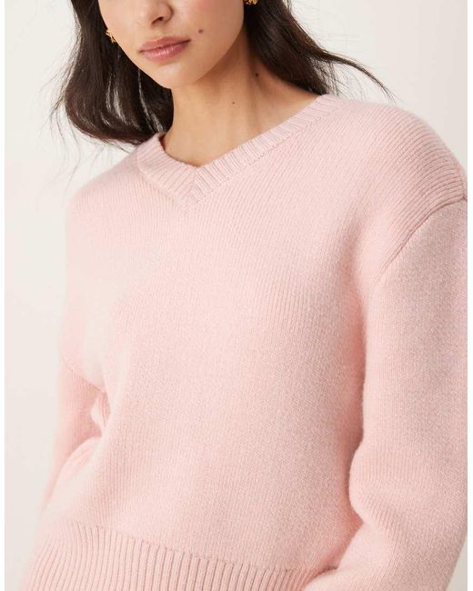 Mango Natural V Neck Chunky Knitted Jumper
