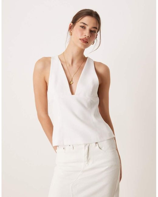Glamorous White V-Neck Top