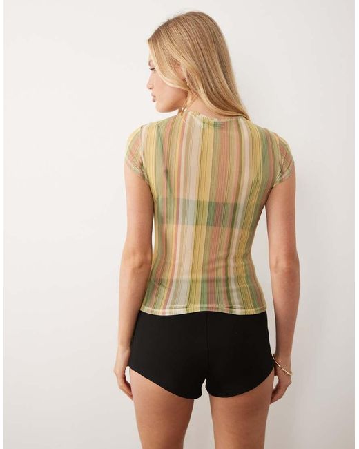 ASOS Multicolor Printed Mesh Top Green