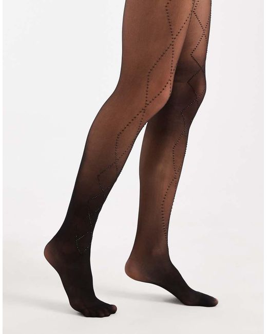 ONLY Black Rhinestone Diamond Tights